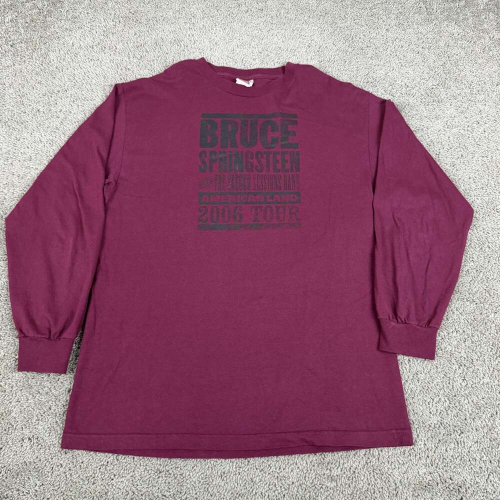 Vintage Bruce Springsteen Shirt Mens Large Red 2006 Tour Long Sleeve Tee Alstyle